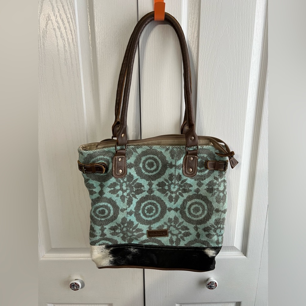 Sixtease Tatum leather cowhide double handle Tote bag